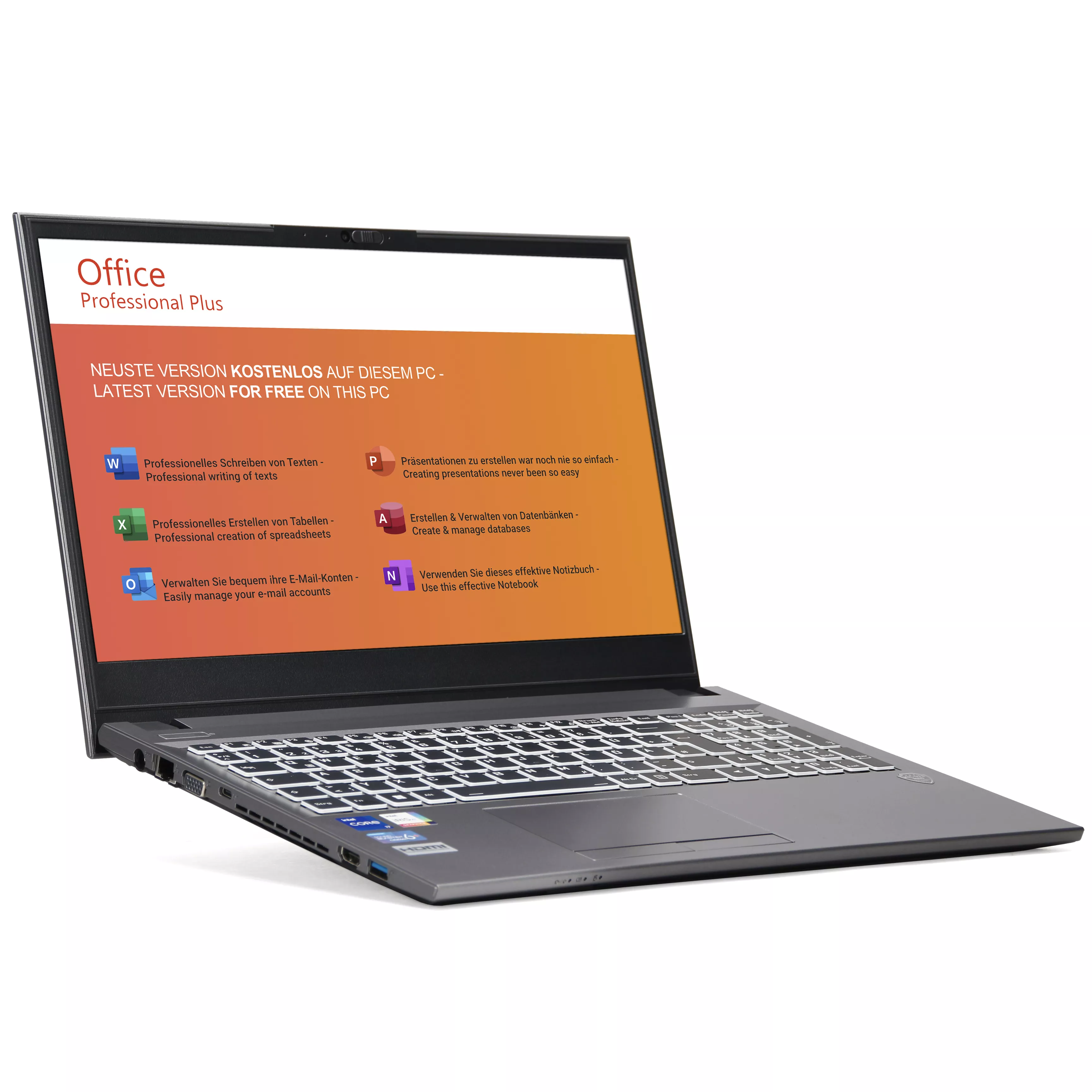 Ankermann SilverStar Office | 32GB RAM | 1TB SSD | Intel Core i7-1255U | 15.6" Full HD LED Display | Windows 11 Pro | WLAN & Bluetooth | MS Office 2024
