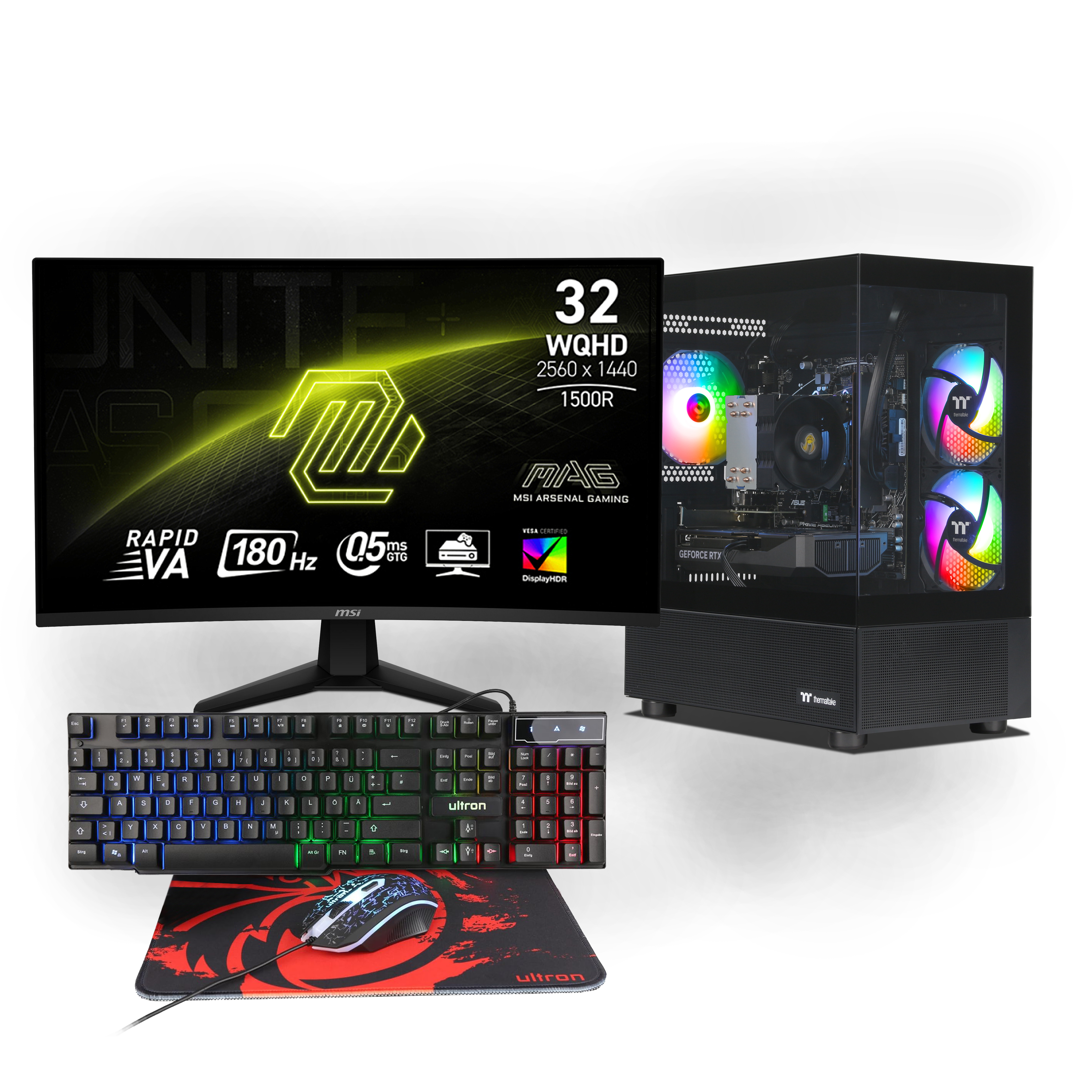 Thermal Gaming Bundle | AMD Ryzen 7 8700F | Nvidia GeForce RTX 5060 Ti 16GB | 16Go DDR5 RAM | 1To NVMe SSD | Windows 11 | WiFi | MSI MAG 32" Curved WQHD Gaming Monitor | Ultron HAWK RGB 4 in 1 Gaming Set | Libre Office Thermal Gaming Bundle | AMD Ryzen 7 8700F | Nvidia GeForce RTX 5060 Ti 16GB | 16Go DDR5 RAM | 1To NVMe SSD | Windows 11 | WiFi | MSI MAG 32" Curved WQHD Gaming Monitor | Ultron HAWK RGB 4 in 1 Gaming Set | Libre Office