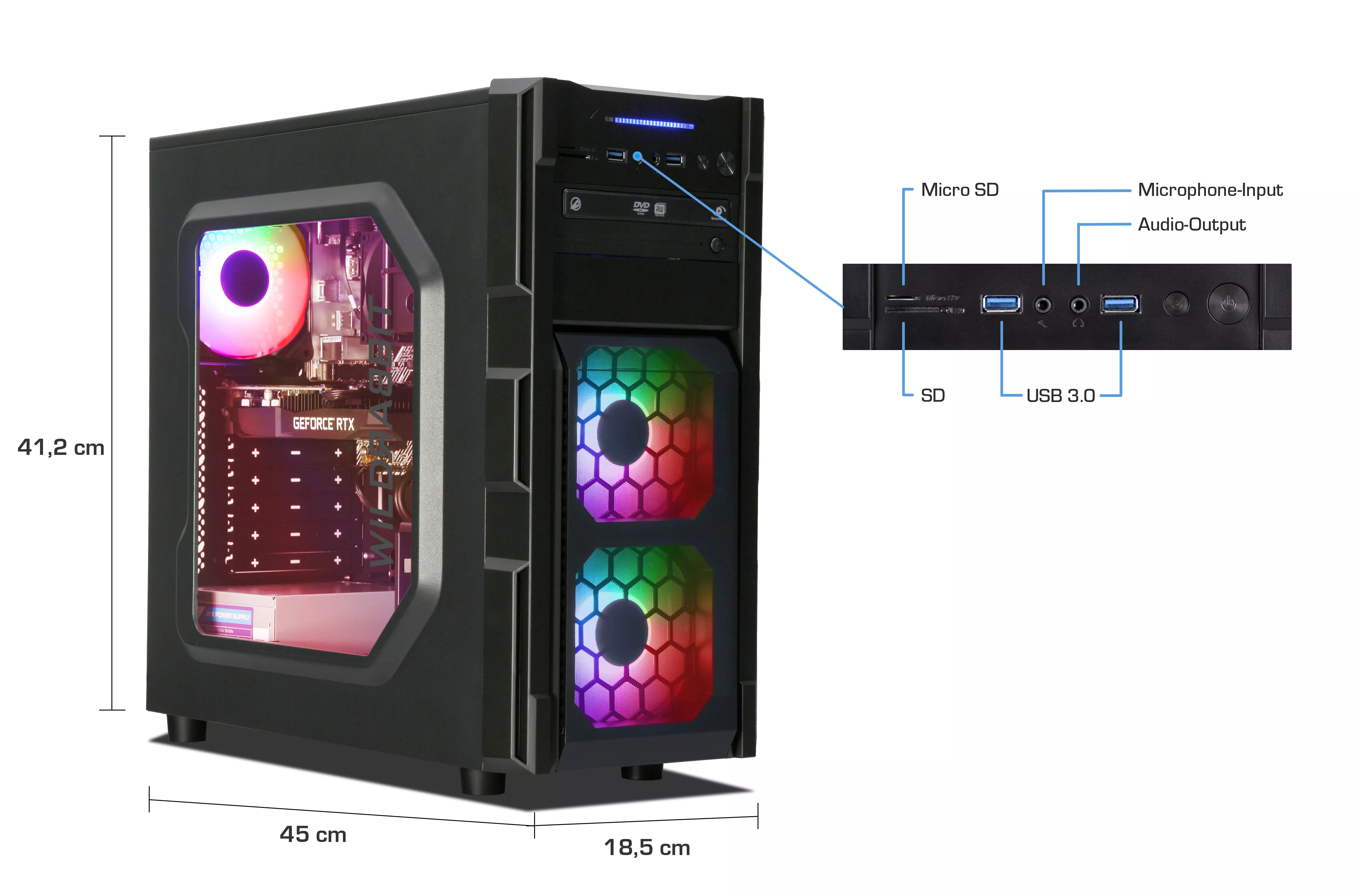 Business Office Game | Intel Core i7-8700 | Nvidia GeForce RTX 2060 6GB | 16GB RAM | 1TB SSD | Windows 11 | WLAN | Libre Office