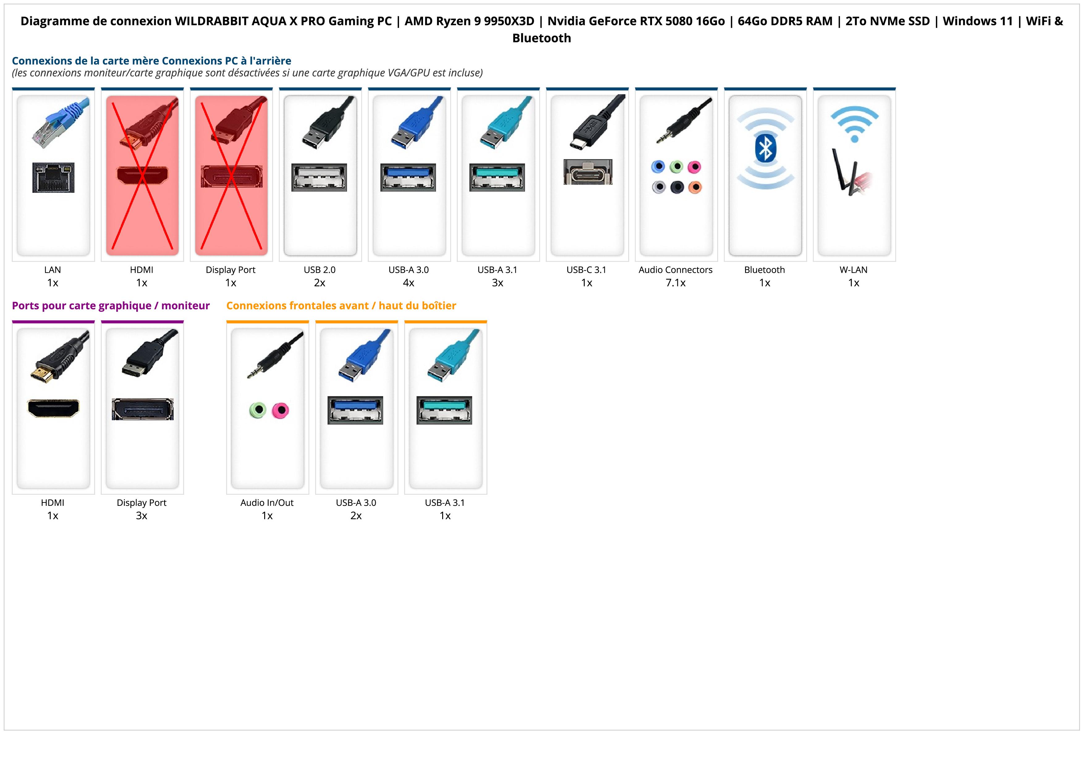 WILDRABBIT AQUA X PRO Gaming PC | AMD Ryzen 9 9950X3D | Nvidia GeForce RTX 5080 16Go | 64Go DDR5 RAM | 2To NVMe SSD | Windows 11 | WiFi & Bluetooth WILDRABBIT AQUA X PRO Gaming PC | AMD Ryzen 9 9950X3D | Nvidia GeForce RTX 5080 16Go | 64Go DDR5 RAM | 2To NVMe SSD | Windows 11 | WiFi & Bluetooth