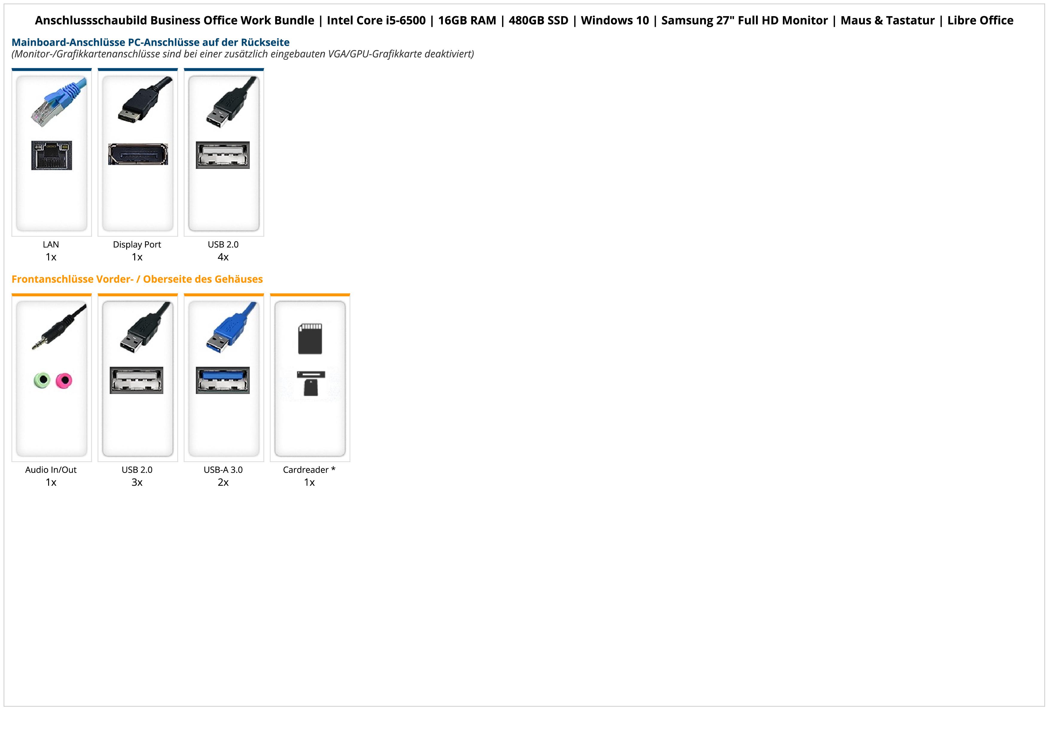Business Office Work Bundle | Intel Core i5-6500 | 16GB RAM | 480GB SSD | Windows 10 | Samsung 27" Full HD Monitor | Maus & Tastatur | Libre Office Business Office Work Bundle | Intel Core i5-6500 | 16GB RAM | 480GB SSD | Windows 10 | Samsung 27" Full HD Monitor | Maus & Tastatur | Libre Office