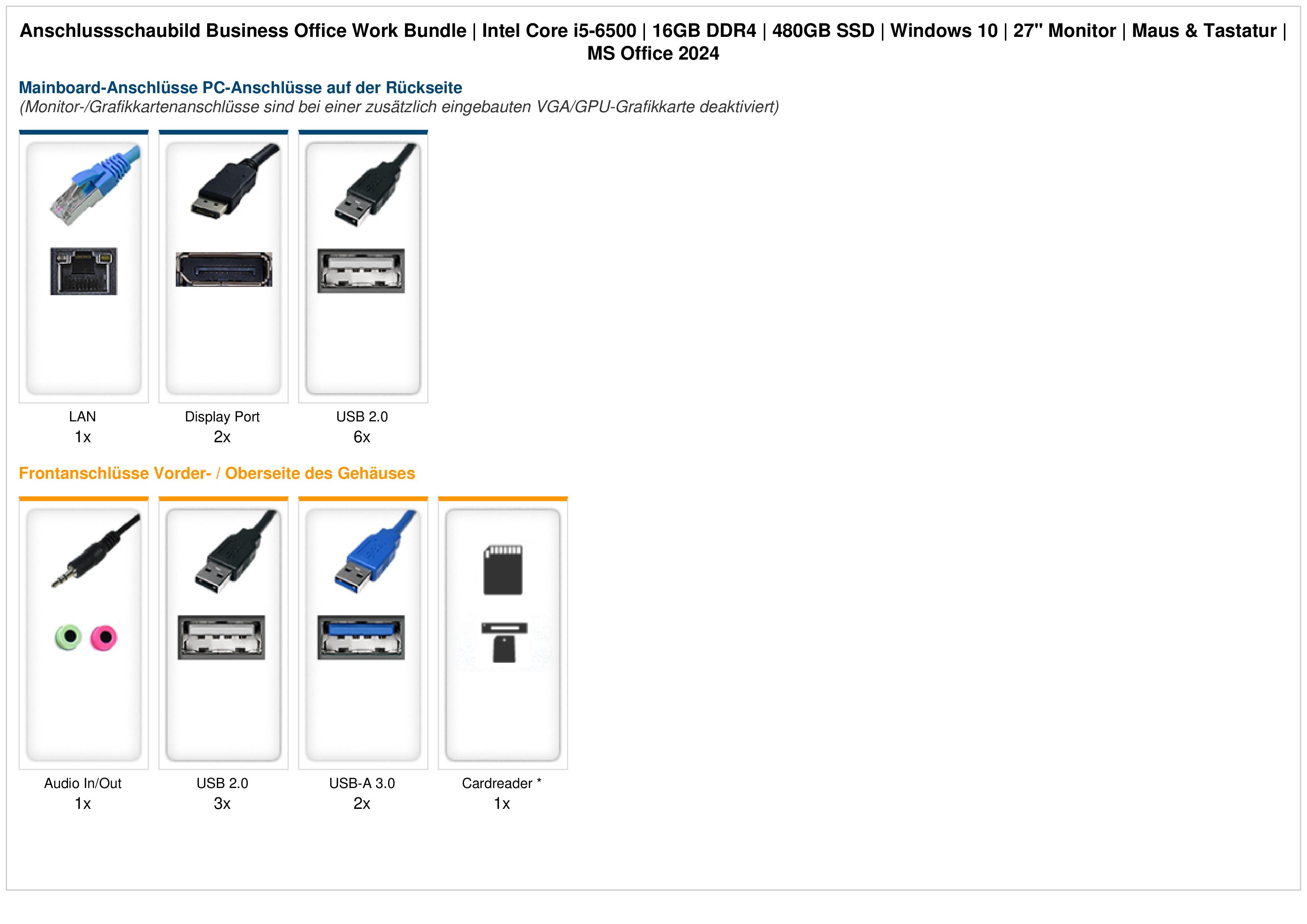 Business Office Work Bundle | Intel Core i5-6500 | 16GB DDR4 | 480GB SSD | Windows 10 | 27" Monitor | Maus & Tastatur | MS Office 2024 Business Office Work Bundle | Intel Core i5-6500 | 16GB DDR4 | 480GB SSD | Windows 10 | 27" Monitor | Maus & Tastatur | MS Office 2024