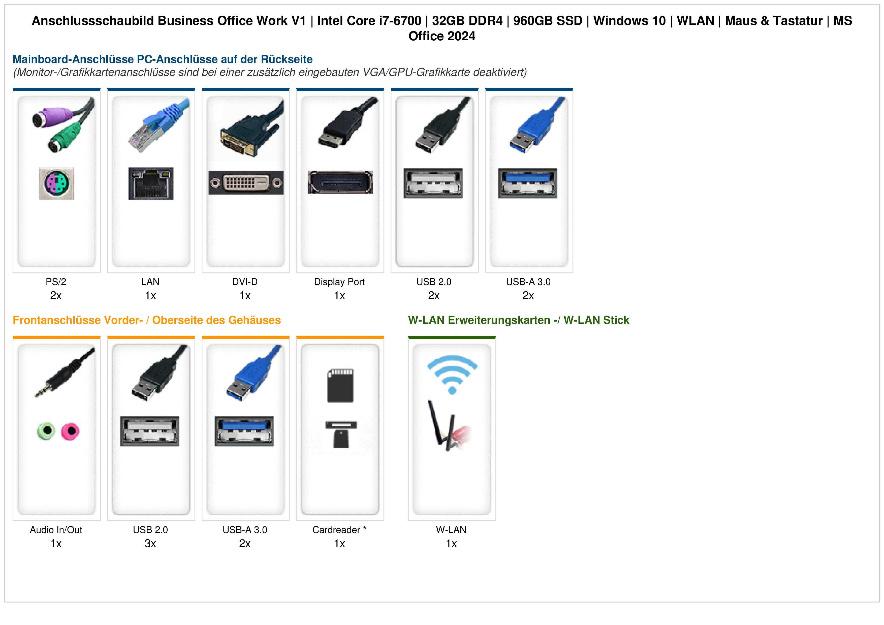 Business Office Work V1 | Intel Core i7-6700 | 32GB DDR4 | 960GB SSD | Windows 10 | WLAN | Maus & Tastatur | MS Office 2024 Business Office Work V1 | Intel Core i7-6700 | 32GB DDR4 | 960GB SSD | Windows 10 | WLAN | Maus & Tastatur | MS Office 2024
