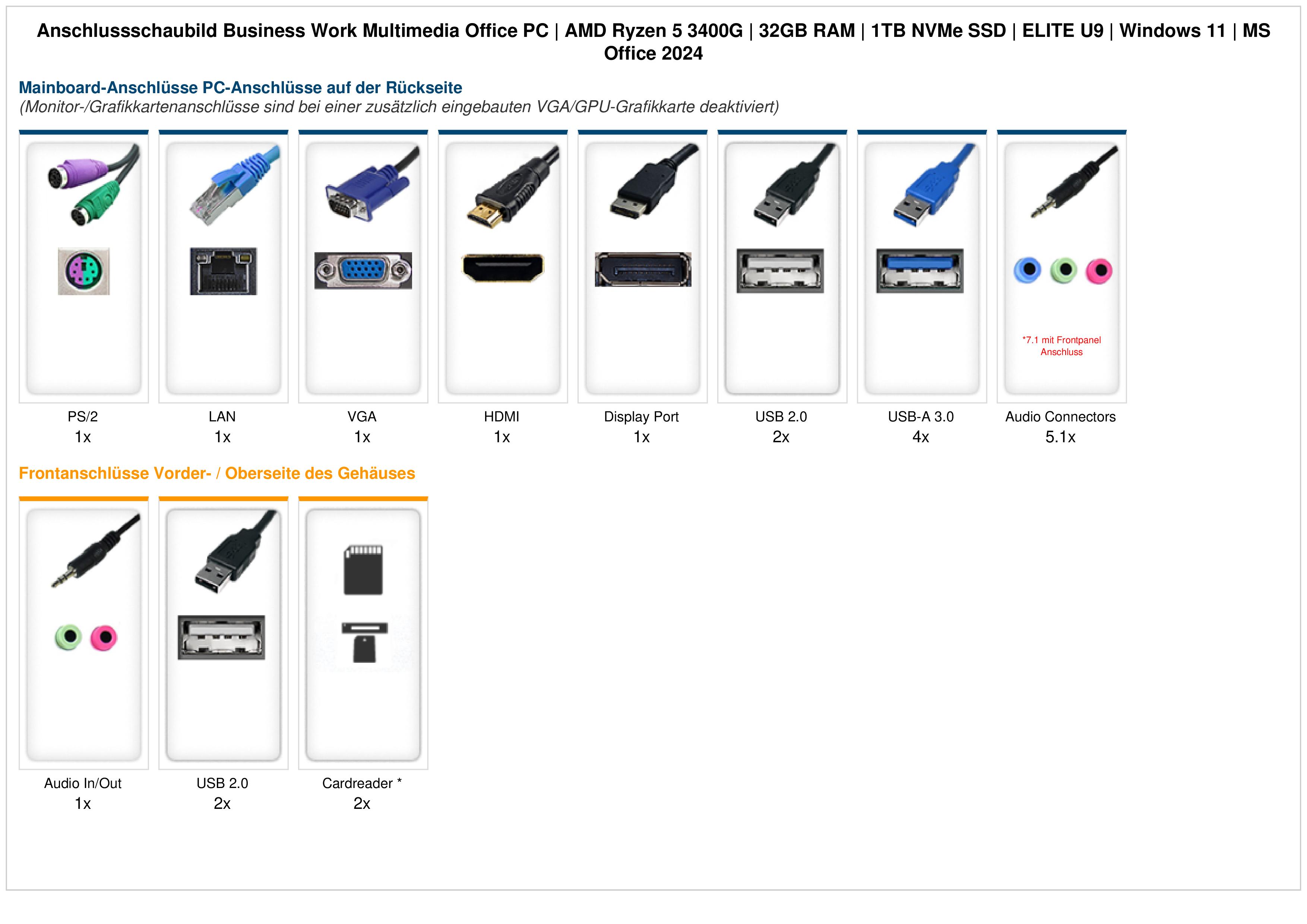 Business Work Multimedia Office PC | AMD Ryzen 5 3400G | 32GB RAM | 1TB NVMe SSD | ELITE U9 | Windows 11 | MS Office 2024 Business Work Multimedia Office PC | AMD Ryzen 5 3400G | 32GB RAM | 1TB NVMe SSD | ELITE U9 | Windows 11 | MS Office 2024