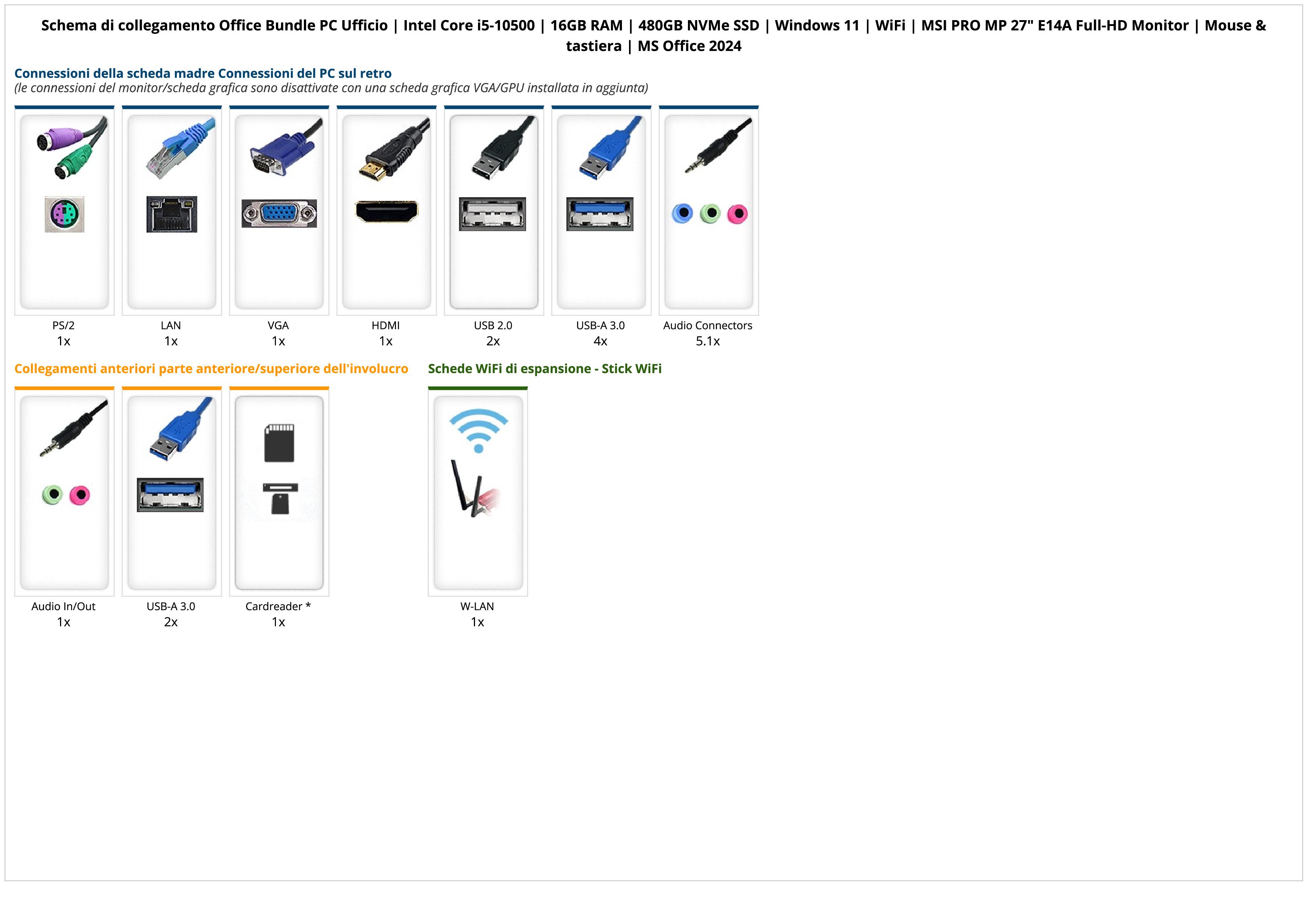 Office Bundle PC Ufficio | Intel Core i5-8500 | 16GB RAM | 1TB NVMe SSD | Windows 11 | WiFi | 27" Monitor | Mouse & tastiera | MS Office 2024 Office Bundle PC Ufficio | Intel Core i5-8500 | 16GB RAM | 1TB NVMe SSD | Windows 11 | WiFi | 27" Monitor | Mouse & tastiera | MS Office 2024