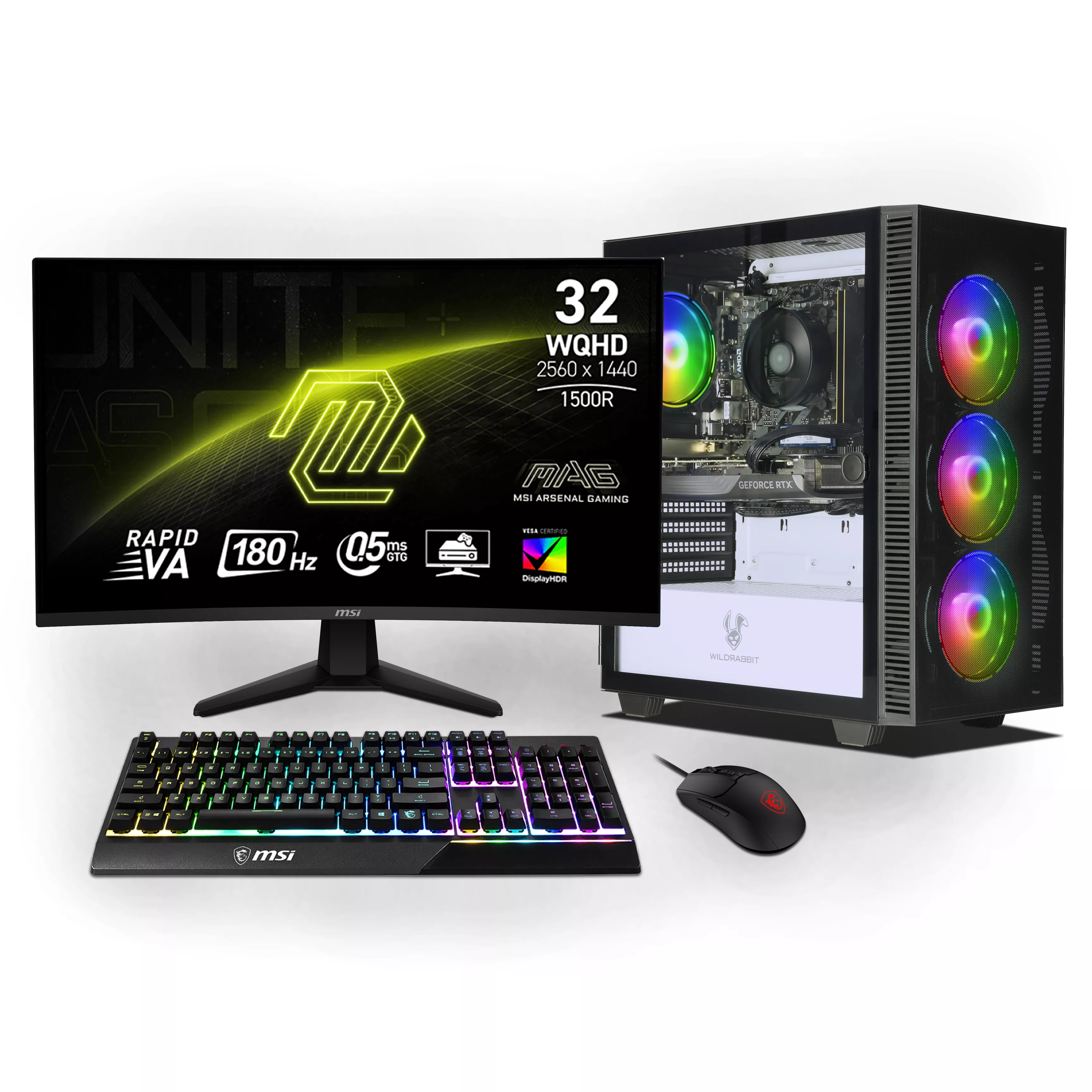 Ankermann Ryzen Gaming Bundle | AMD Ryzen 7 8700F | Nvidia GeForce RTX 5070 12GB | 32GB DDR5 RAM | 1TB NVMe SSD | Windows 11 | WiFi | MSI MAG 32" Curved WQHD Gaming Monitor | MSI Forge Mouse | MSI Vigor RGB German Keyboard | Libre Office