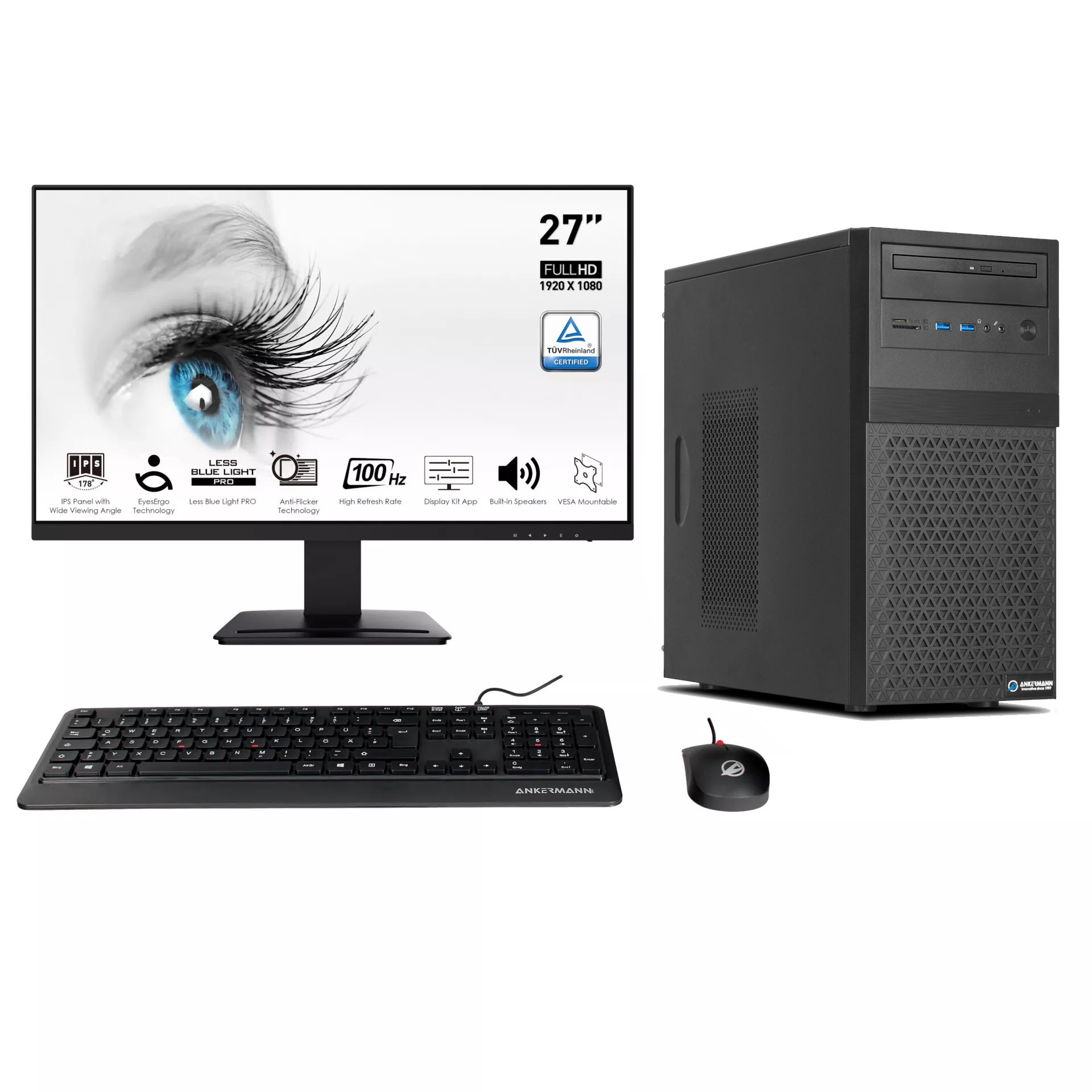 Business Office Work Komplett Set | Intel Core i5-14400F | Nvidia GeForce GT 740 4GB | 16GB DDR5 RAM | 1TB NVMe SSD | Windows 11 | WLAN & Bluetooth | 27" Monitor | Maus & Tastatur | Libre Office Business Office Work Komplett Set | Intel Core i5-14400F | Nvidia GeForce GT 740 4GB | 16GB DDR5 RAM | 1TB NVMe SSD | Windows 11 | WLAN & Bluetooth | 27" Monitor | Maus & Tastatur | Libre Office