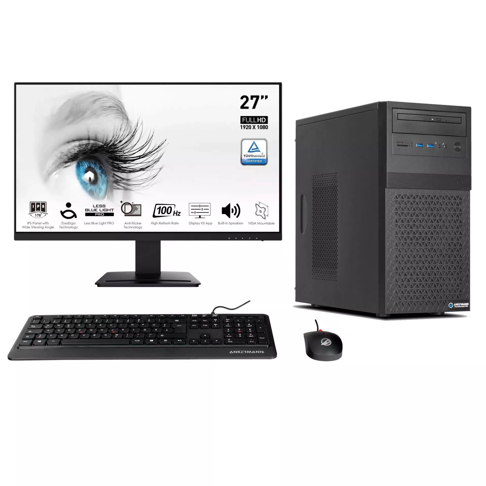 Business Office Work Bundle | Intel Core i3-6100 | 16GB RAM | 480GB SSD | Windows 11 | Monitor 27" | Mouse & tastiera | Libre Office