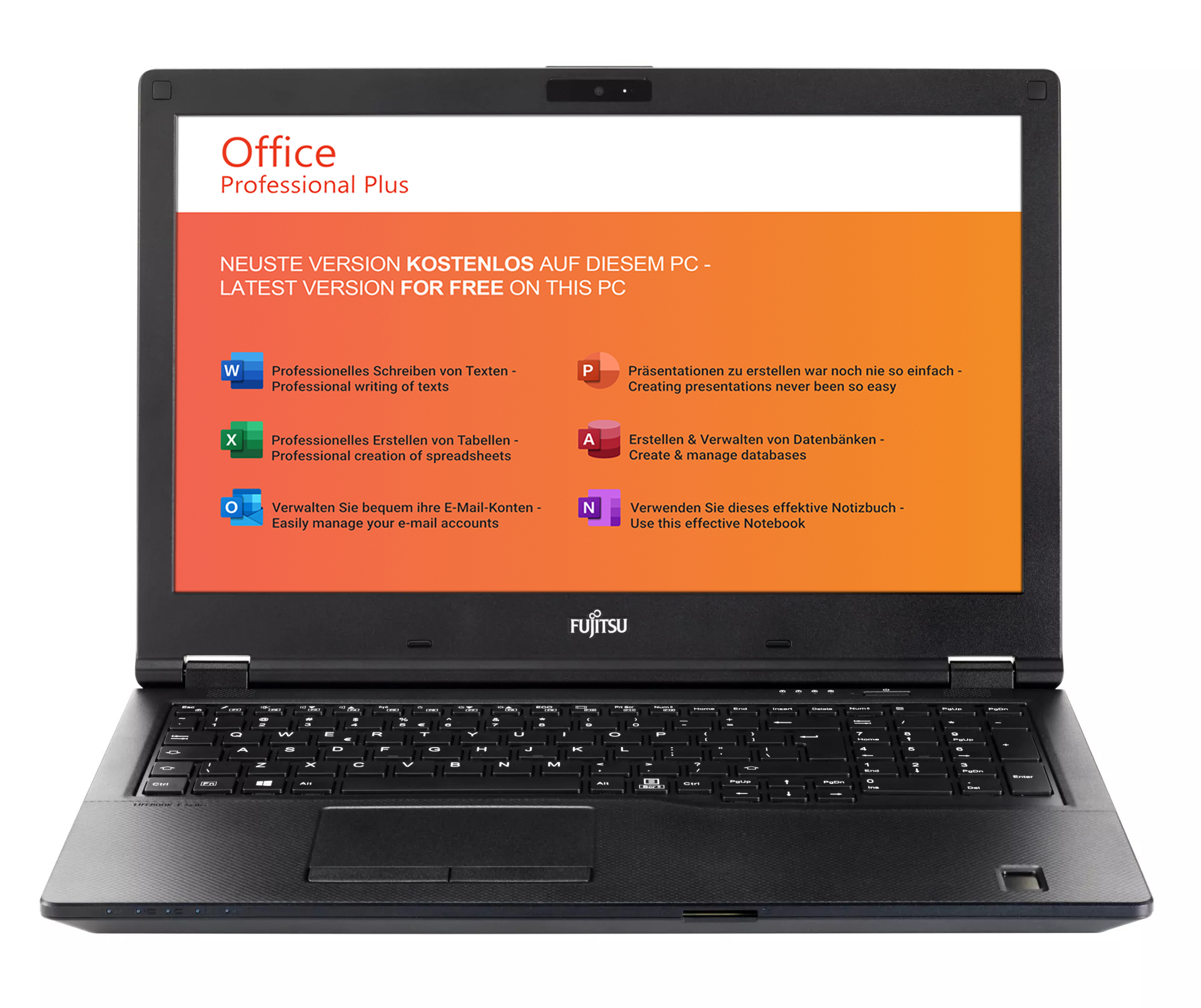 Fujitsu Refurbished Lifebook E558 | Intel Core i5-7300U | 16GB RAM | 1TB SSD | 15.6" 1920x1080 Display | WLAN & BT | Windows 11| MS Office 2024 | Deutsche Tastatur