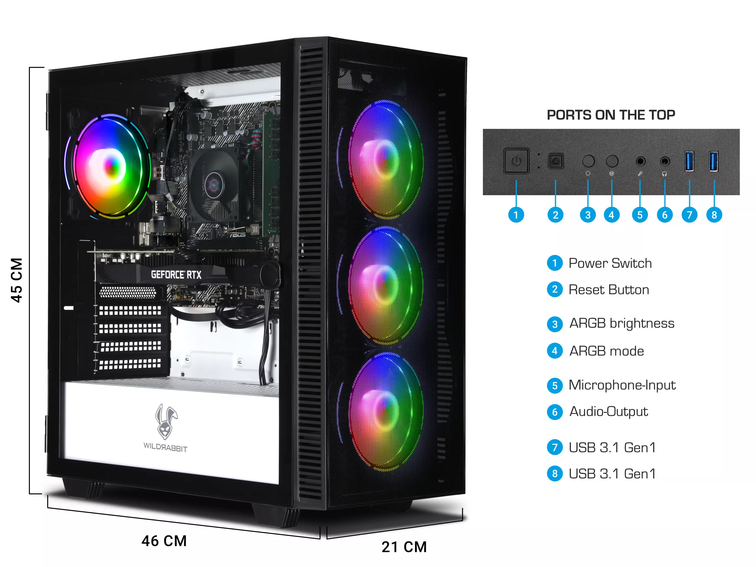 Business Office Work Gaming V3 | AMD Ryzen 5 5500 | Nvidia GeForce RTX 3050 6GB | 16GB RAM | 1TB NVMe SSD | Windows 11 | WLAN | Libre Office