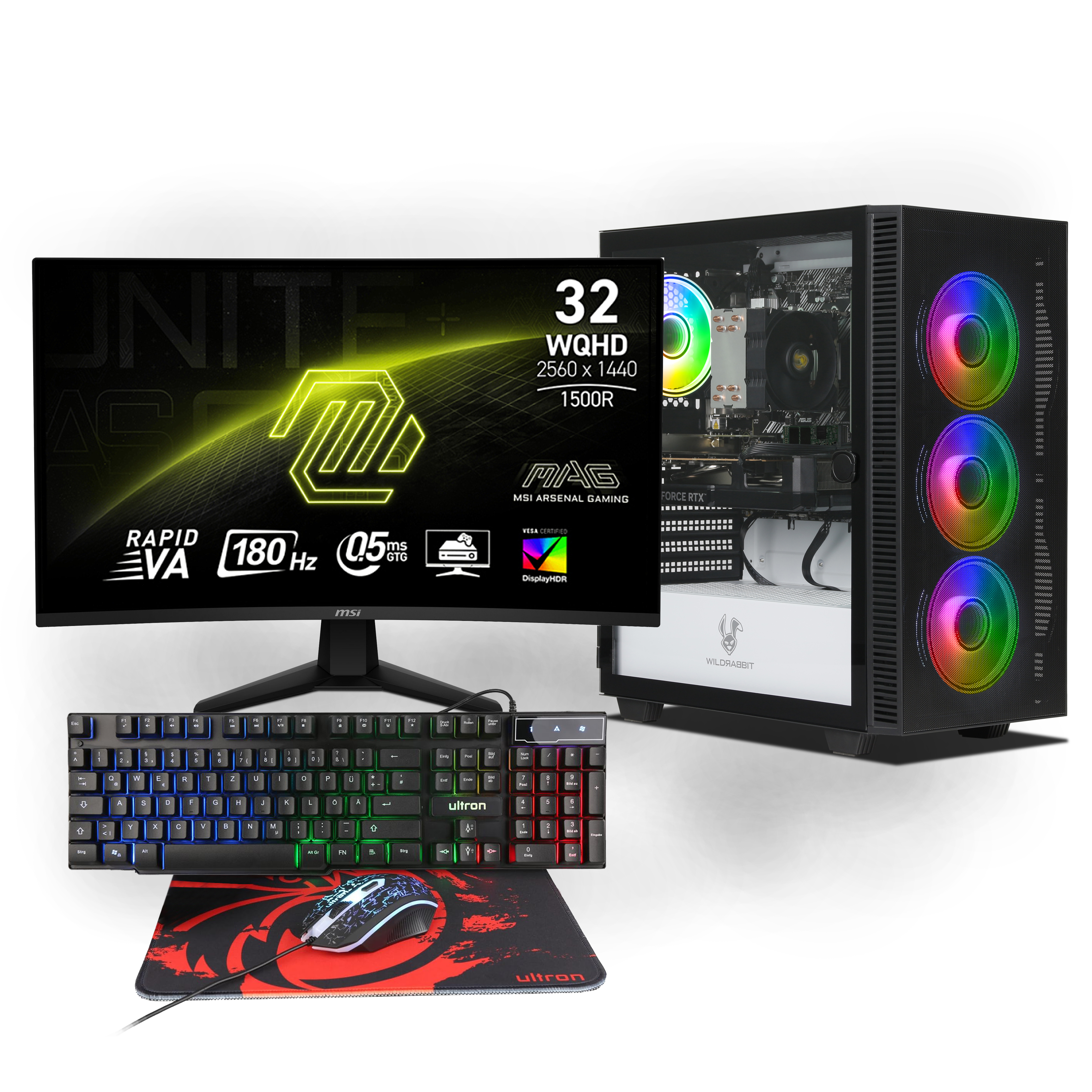 Starter Gaming Bundle | AMD Ryzen 7 5700X | Nvidia GeForce RTX 5060 8Go | 16Go RAM | 1To NVMe SSD | Windows 11 | WiFi | MSI MAG 32" Curved WQHD Gaming Monitor | Ultron HAWK RGB 4 in 1 Gaming Set | Libre Office Starter Gaming Bundle | AMD Ryzen 7 5700X | Nvidia GeForce RTX 5060 8Go | 16Go RAM | 1To NVMe SSD | Windows 11 | WiFi | MSI MAG 32" Curved WQHD Gaming Monitor | Ultron HAWK RGB 4 in 1 Gaming Set | Libre Office